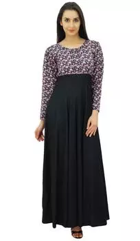 Женское повседневное макси-платье Bimba из вискозы с завязками на талии и длинными рукавами 10 чёрный