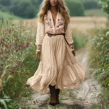 Женское повседневное модное длинное платье с длинным рукавом L