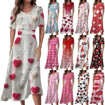 Женское повседневное модное длинное свободное платье с v-образным вырезом и коротким рукавом на талии L