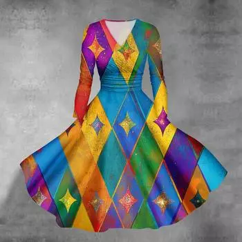 Женское повседневное модное карнавальное платье с длинным рукавом и V-образным вырезом, сексуальное платье с карманами L синий