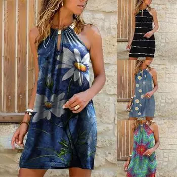 Женское повседневное модное металлическое платье без рукавов с висячим вырезом и леопардовым принтом L чёрный