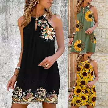 Женское повседневное модное металлическое платье без рукавов с висячим вырезом и леопардовым принтом S зелёный