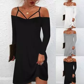 Женское повседневное модное однотонное платье 2022 года с длинным рукавом и камзолом XL чёрный