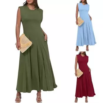 Женское повседневное модное однотонное платье M чёрный