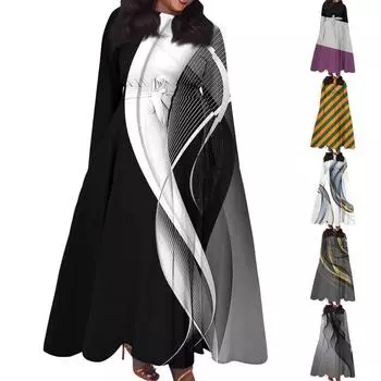 Женское повседневное модное платье большого размера с круглым вырезом и длинными рукавами с карманами и бретелями XXL чёрный