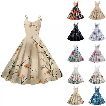 Женское повседневное модное платье с цветочным принтом, сексуальное с открытыми плечами, панк-ретро платье, ретро платье XXL чёрный