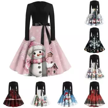 Женское повседневное модное платье с длинным рукавом и принтом, вечернее повседневное платье с V-образным вырезом и вырезом XXXL