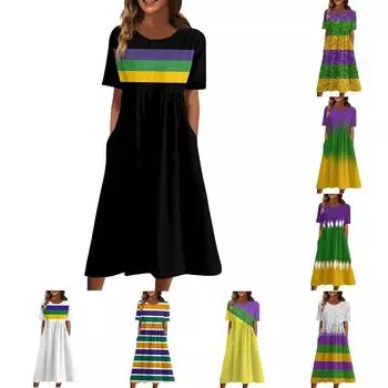 Женское повседневное модное платье с круглым вырезом и принтом L бежевый