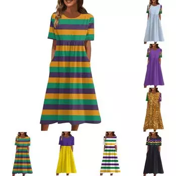 Женское повседневное модное платье с круглым вырезом и принтом L чёрный