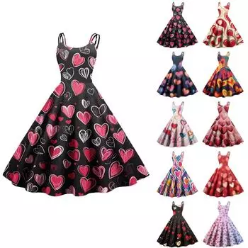 Женское повседневное модное платье с принтом в стиле ретро с открытыми плечами в стиле панк в стиле ретро L синий