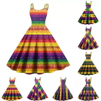 Женское повседневное модное платье с принтом в стиле ретро с открытыми плечами в стиле панк в стиле ретро L армия зеленый