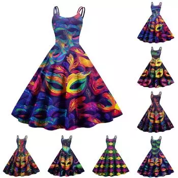 Женское повседневное модное платье с принтом в стиле ретро с открытыми плечами в стиле панк в стиле ретро L армия зеленый