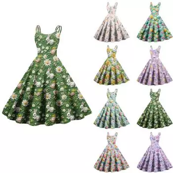 Женское повседневное модное платье с принтом в стиле ретро с открытыми плечами в стиле панк в стиле ретро XL