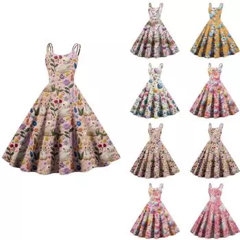 Женское повседневное модное платье с принтом в стиле ретро с открытыми плечами в стиле панк в стиле ретро XXL розовый