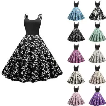 Женское повседневное модное платье с принтом в стиле ретро с открытыми плечами в стиле панк в стиле ретро L