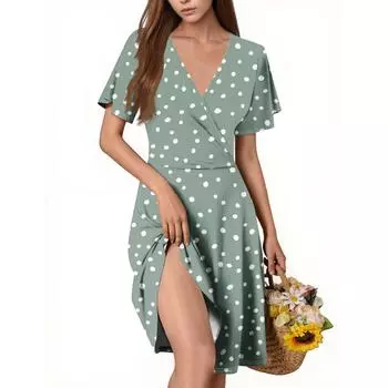 Женское повседневное модное платье с V-образным вырезом и принтом без рукавов XXL