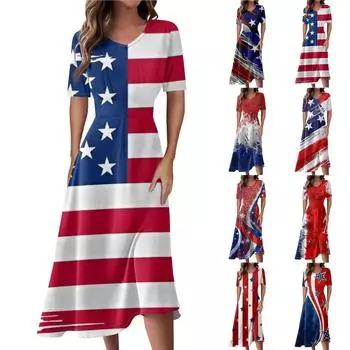 Женское повседневное модное платье с v-образным вырезом и коротким рукавом на талии, длинное свободное платье M