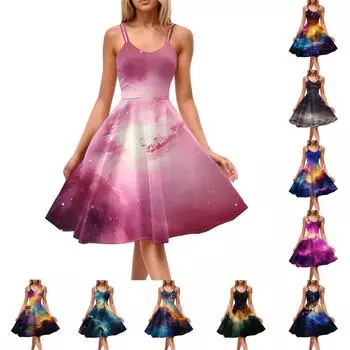 Женское повседневное модное платье с V-образным вырезом и длинными рукавами в стиле ретро с принтом «любовь» L синий