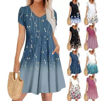 Женское повседневное модное платье с V-образным вырезом и коротким рукавом, стильное свадебное платье для гостей XXXL
