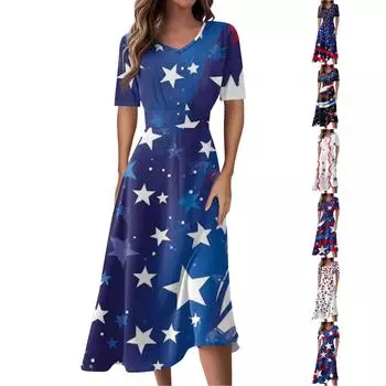 Женское повседневное модное платье с v-образным вырезом и коротким рукавом на талии, длинное свободное платье M красный