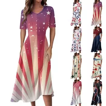 Женское повседневное модное платье с v-образным вырезом и коротким рукавом на талии, длинное свободное платье XXL