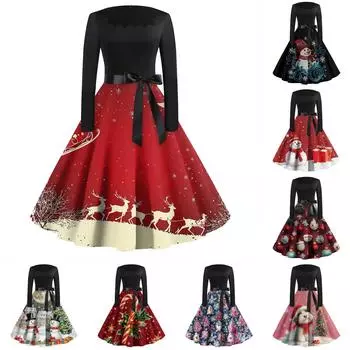 Женское повседневное модное платье в стиле ретро с квадратным вырезом и длинными рукавами L розовый