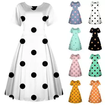 Женское повседневное модное платье, винтажное платье миди с принтом подсолнечника, круглым вырезом и коротким рукавом, длинные большие распашные платья L чёрный