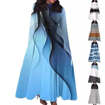 Женское повседневное модное полосатое платье большого размера с круглым вырезом, длинным рукавом, карманами и бретельками, повседневное и удобное XXL чёрный