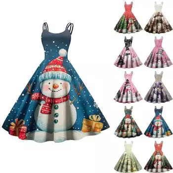 Женское повседневное модное рождественское платье с принтом в стиле панк с открытыми плечами в стиле ретро XL фиолетовый