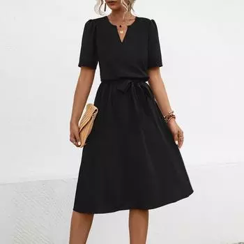 Женское повседневное модное сексуальное платье с v-образным вырезом L чёрный