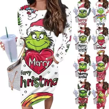 Женское повседневное модное сексуальное платье с круглым вырезом и длинным рукавом S