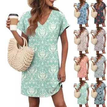 Женское повседневное модное сексуальное платье с V-образным вырезом и рукавами-крылышками с карманами и градиентом L