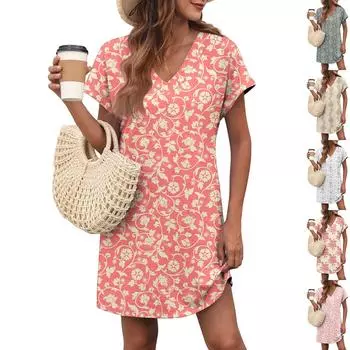 Женское повседневное модное сексуальное платье с V-образным вырезом и рукавами-крылышками с карманами и градиентом L розовый