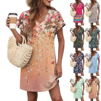 Женское повседневное модное сексуальное платье с V-образным вырезом и рукавами-крылышками с карманами и градиентом S