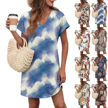 Женское повседневное модное сексуальное платье с V-образным вырезом и рукавами-крылышками с карманами и градиентом L хаки