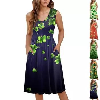 Женское повседневное модное сексуальное платье с v-образным вырезом и пуговицами без рукавов с цветочным принтом XXL