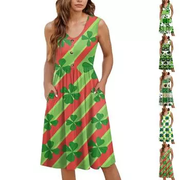 Женское повседневное модное сексуальное платье с v-образным вырезом и пуговицами без рукавов с цветочным принтом XL