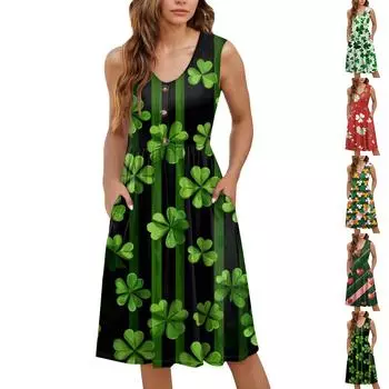 Женское повседневное модное сексуальное платье с v-образным вырезом и пуговицами без рукавов с цветочным принтом XXL чёрный