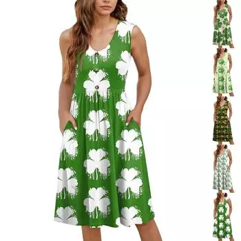 Женское повседневное модное сексуальное платье с v-образным вырезом и пуговицами без рукавов с цветочным принтом M