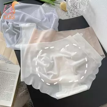 Женское повседневное нижнее белье, бесшовные хипстерские трусики, невидимое эластичное нижнее белье из ледяного шелка, нижнее белье-бикини, трусы L розовый