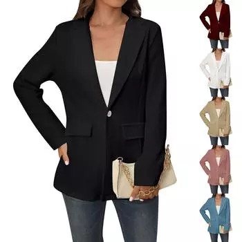 Женское повседневное пальто на пуговицах, повседневное пальто свободного кроя с длинными рукавами и карманами XL синий