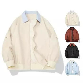 Женское повседневное пальто с лацканами, длинным рукавом, в стиле пэчворк, цветная эластичная кромка, куртка с застежкой-молнией, осенняя верхняя одежда XXL светло-синий