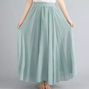 Женское повседневное платье, элегантная однотонная длинная юбка, струящаяся длинная свободная юбка M