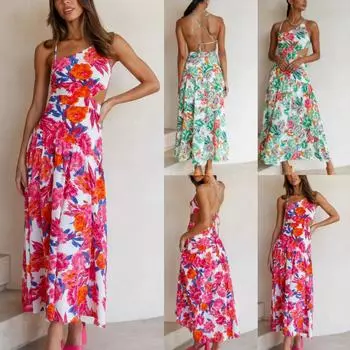 Женское повседневное платье без рукавов с принтом без презерватива и повязкой Jag Camis S красный