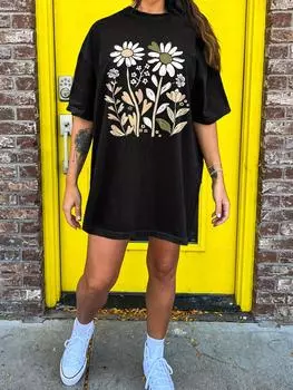 Женское повседневное платье, летнее, удобное, с коротким рукавом, простое женское платье, простое, с принтом, праздничное, уличное платье S