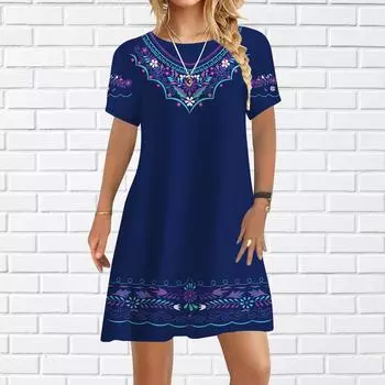 Женское повседневное платье, летние фиолетовые платья с цветочным принтом для женщин, платье с коротким рукавом и круглым вырезом, большие размеры XS фиолетовый