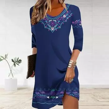 Женское повседневное платье осеннее белое вышитое цветочное платье с принтом для женщин с круглым вырезом и коротким рукавом платье больших размеров XS чёрный