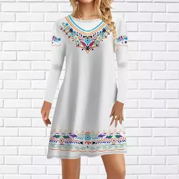 Женское повседневное платье, осеннее красочное и красивое платье с цветочным принтом для женщин, платье с коротким рукавом и круглым вырезом, большие размеры XS чёрный