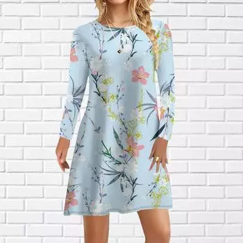 Женское повседневное платье, осеннее оранжевое платье с ослепительным цветочным принтом, женское платье с круглым вырезом и коротким рукавом, большие размеры XS зелёный