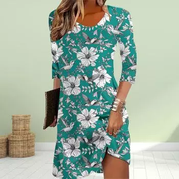 Женское повседневное платье осеннее платье с принтом оранжевых роз для женщин с круглым вырезом и коротким рукавом платье больших размеров XS оранжевый